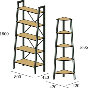 Cтеллаж Призма 5 полок с углом Стеллаж угловой