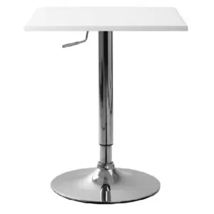 Барный стол хром с регулировкой высоты белый квадратный Барный стол хром с регулировкой высоты