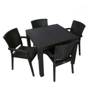 Стол пластиковый под ротанг черный 90*90 Летний стол под ротанг черный