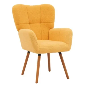 Мягкое кресло ткань букле тедди желтая Флор Мягкое кресло для гостиной желтого цвета