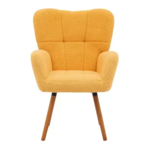 Мягкое кресло ткань букле тедди желтая Флор Мягкое кресло для гостиной желтого цвета