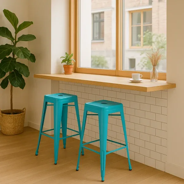 Стул барный металлический голубой Стул барный голубой металлический